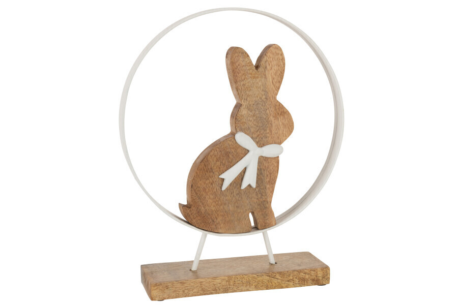 Noeud Lapin Rond Bois de Manguier/Fer Blanc Naturel Moyen H 31 x L 4,5 x L 21,5 cm
 (20938)