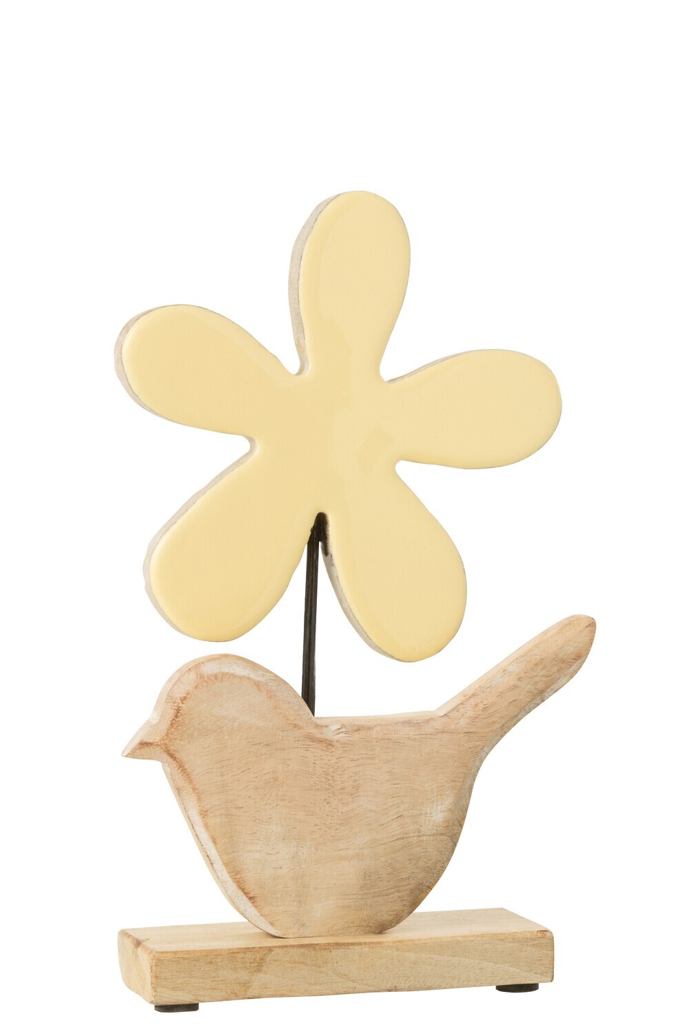 Vogel Met Bloem Hout Geel Large H 5,5 x B 16 x L 25,5 cm  (31313)