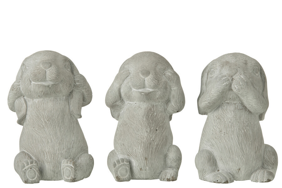 Figuur Konijn Cement Grijs Assortiment Van 3 H 20,5 x B 12,5 x L 13,5 cm
 (34540)