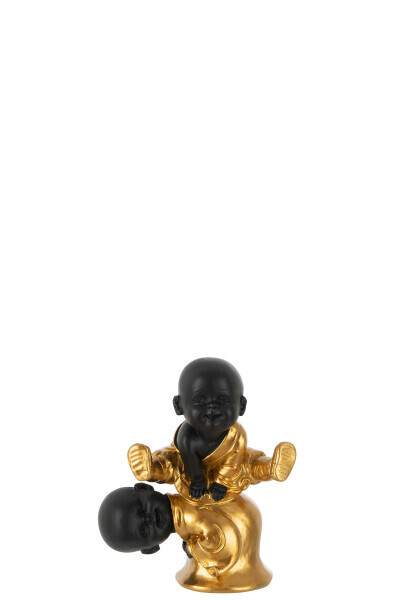 Monnik Springend Polyresine Zwart/Goud H 15 x B 7 x L 12,5 cm (26927)