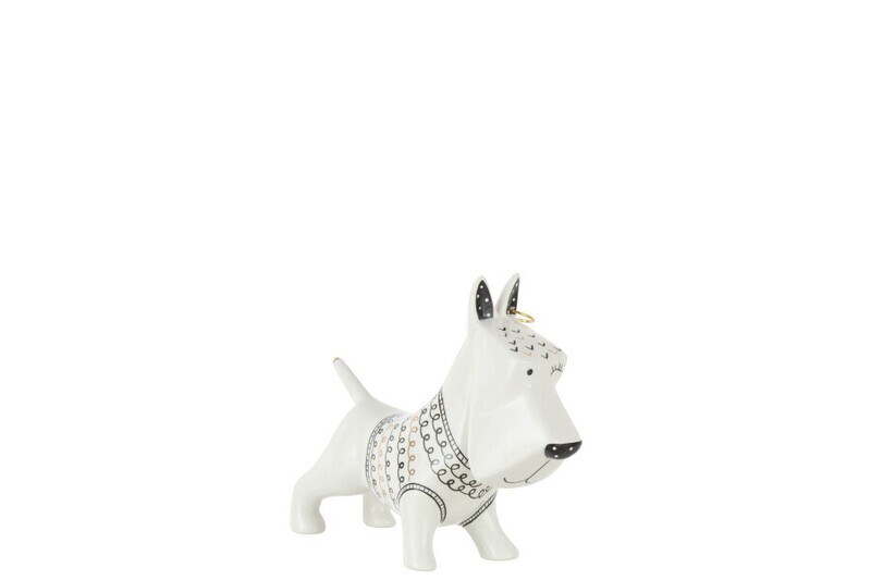 Hond Trui Keramiek Zwart/Wit Medium H 17 x B 7,5  x L 21,5 cm
 (26999)