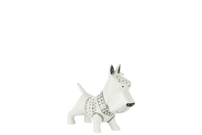 Hond Trui Keramiek Zwart/Wit Medium H 17 x B 7,5  x L 21,5 cm
 (26999)