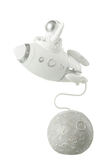Rocket Astronaut Poly Wit/Zilver H 22,5 x B 7 x L 15 cm (32437)