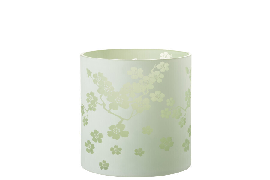 Windlicht Bloemen Glas Groen Extra Large H 24 x B 24 x L 24 cm (32349)