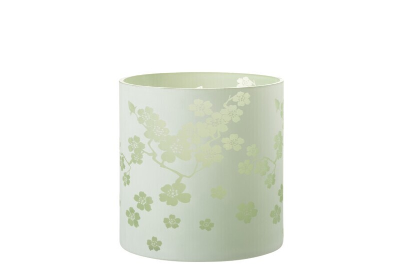 Lanterne Fleurs Verre Vert Extra Large H 24 x L 24 x L 24 cm (32349)