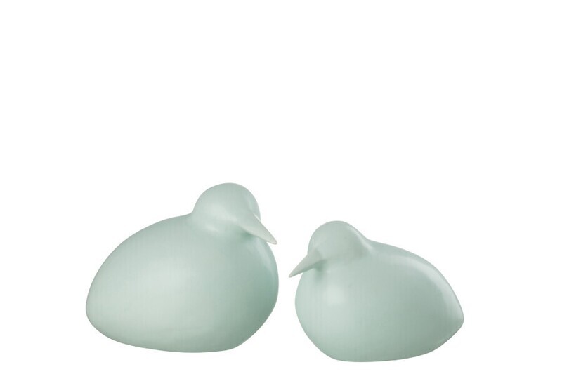 S/2 Oiseaux Dolomite Vert Bleu H 17 x L 16 x L 22 cm
(32666)