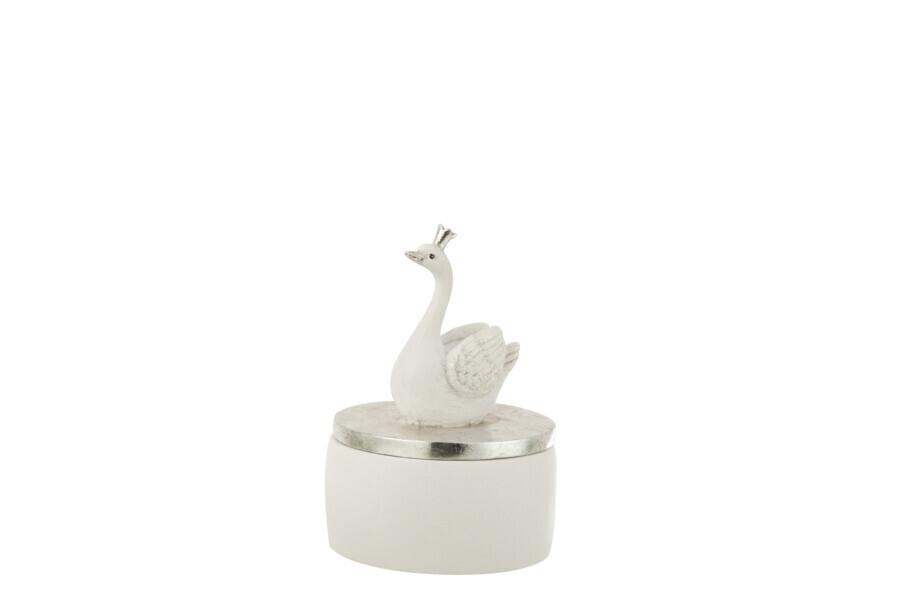 Doos Zwaan Poly Wit/Zilver H 12 x B 8 x L 8 cm
 (16185)