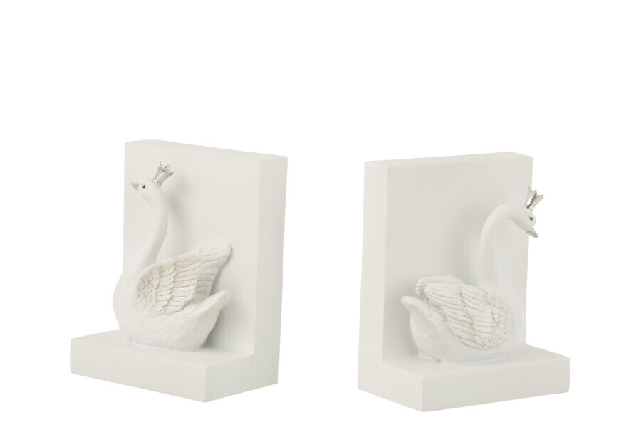 Set 2 Boekensteun Poly Wit/Zilver H 14 x B 11 x L 7 cm (16189)