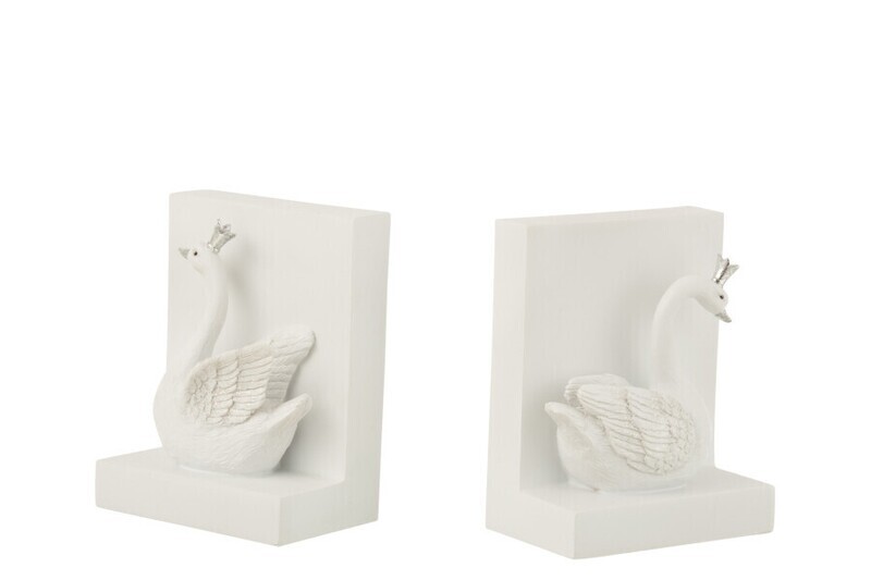 Set 2 Boekensteun Poly Wit/Zilver H 14 x B 11 x L 7 cm (16189)