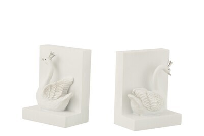 Set 2 Boekensteun Poly Wit/Zilver H 14 x B 11 x L 7 cm (16189)