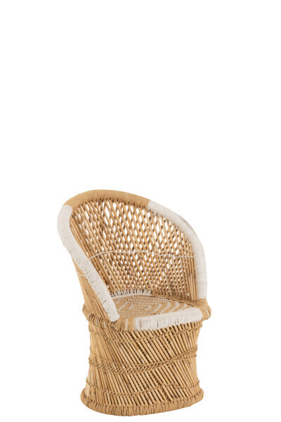 Stoel Rugsteun Bamboe Natural/Wit Kind H 76,5 x B 58 x L 66,5 cm  (20734)