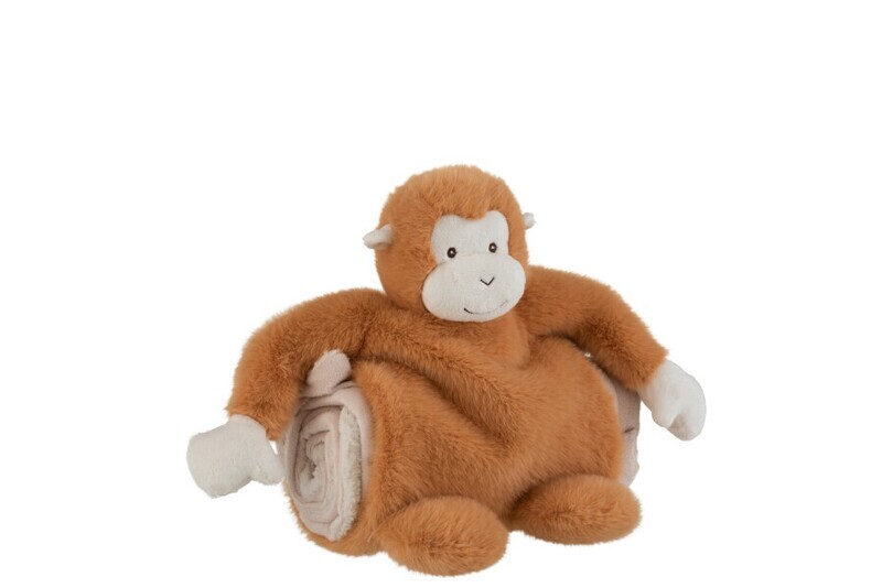 Aap+Dekentje Pluche Bruin H 24 x B 17,5  x L  26 cm
(2772)