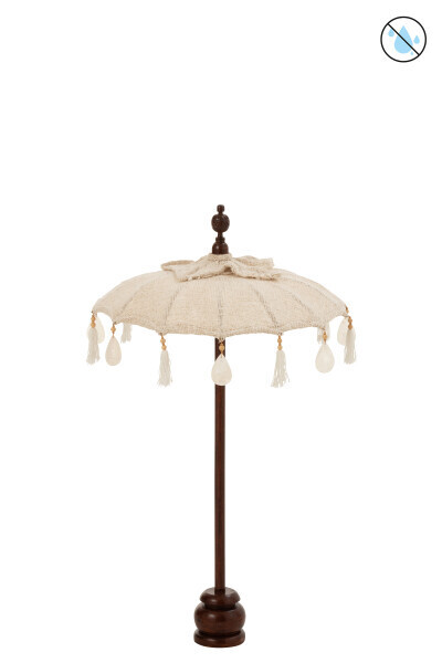 Parasol+Voet Kwastjes/Schelpen Beige Hout Donker Bruin Small H 90 x B 57 x L 57 cm (12535)