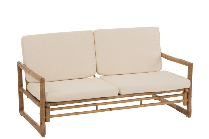 Zetel 2 Personnen Bamboe+Textiel Naturel/Wit H 71 x B 802 x L 150 cm (1581)