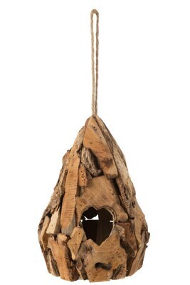 Vogelkast Druppel Vorm Hout Bruin H 28 x B 20 x L 20 cm  (20129)