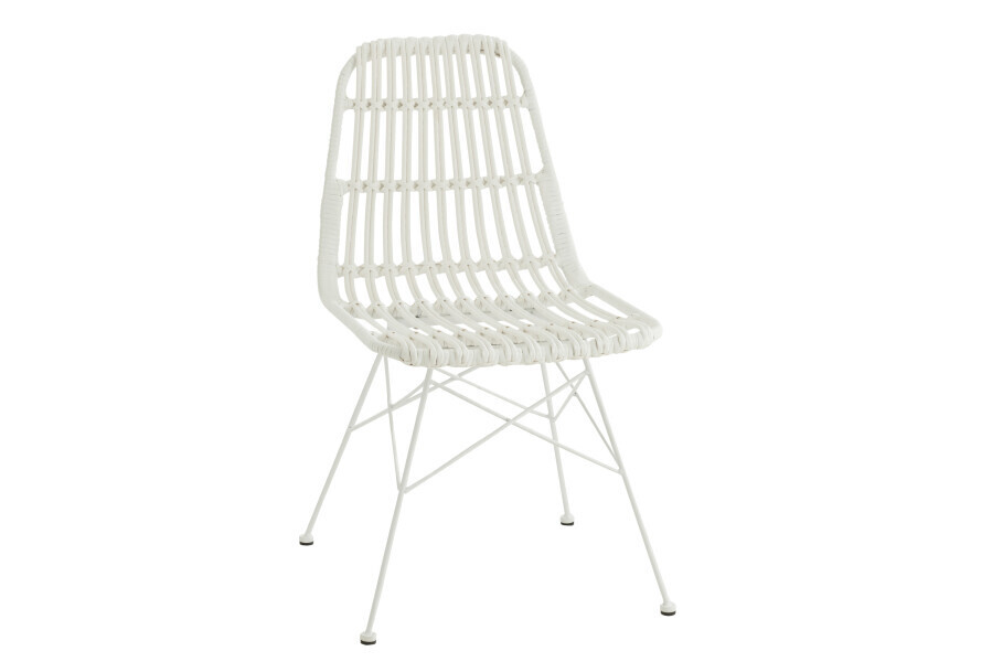 Stoel Rachel Buiten Metaal/Rattan Wit H 87 x B 46 x L 56 cm (20343)