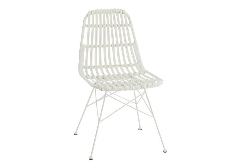 Stoel Rachel Buiten Metaal/Rattan Wit H 87 x B 46 x L 56 cm (20343)