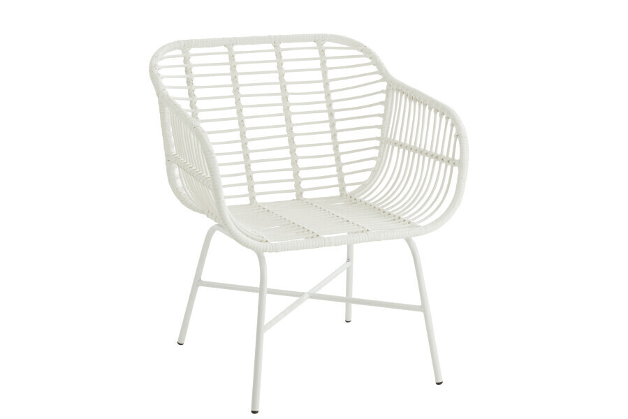 Stoel Rachelle Buiten Metaal/Rattan Wit H 87,5 x B 67 x L 68 cm  (20345)