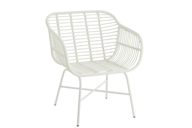 Stoel Rachelle Buiten Metaal/Rattan Wit H 87,5 x B 67 x L 68 cm  (20345)