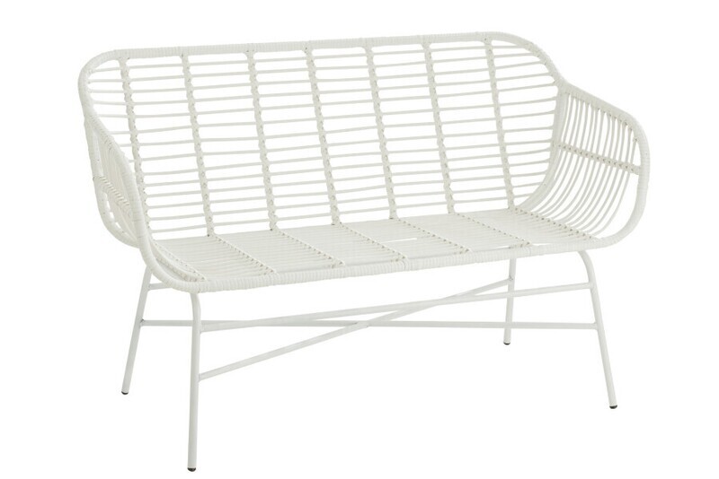 Zitbank Celeste Buiten Metaal/Rattan Wit H 87 x B 65 x L 128 cm  (20346)