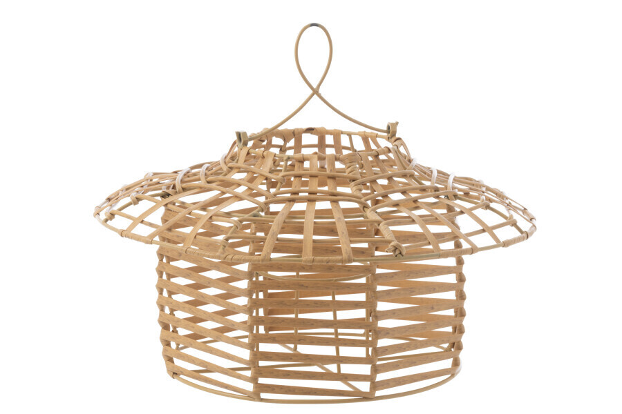 Windlicht Hangend Laag Rattan Naturel H 30 x B 40 x L 40 cm
 (20354)