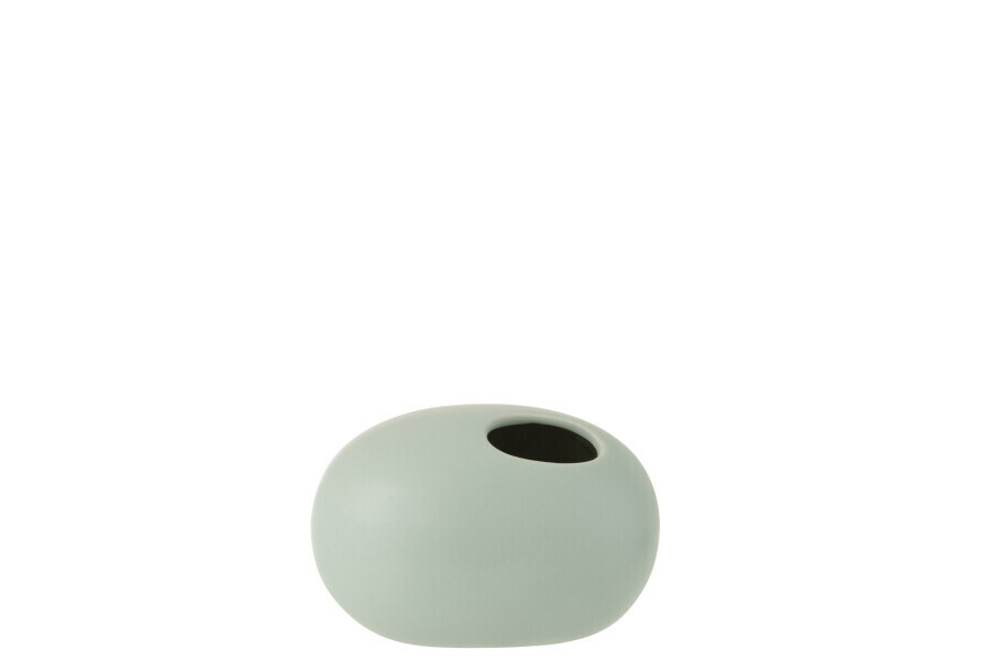 Vaas Ovaal Keramiek Mat Pastel Groen Small H 11 X B 10 x L 15 cm (1105)