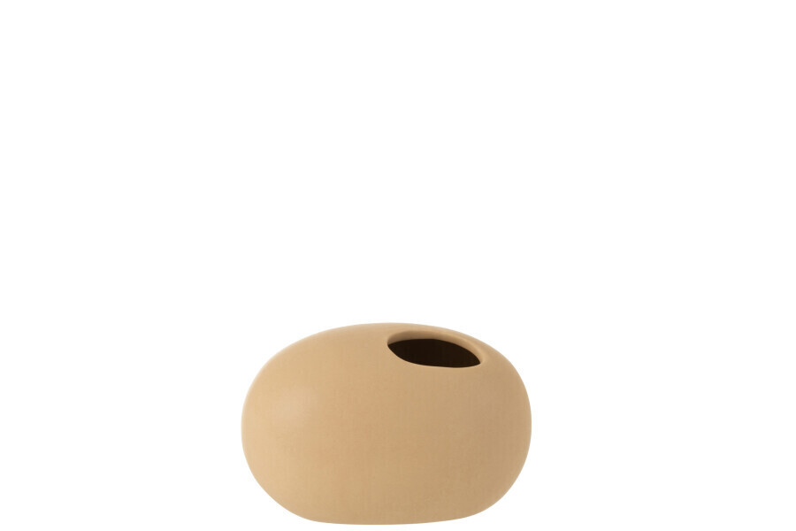 Vaas Ovaal Keramiek Mat Beige Small H 9,5 x B 10 x L 16 cm (1110)