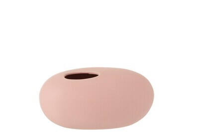 Vaas Ovaal Keramiek Mat Pastel Roze Large H 13 x B 15 x L 25 cm (1116)