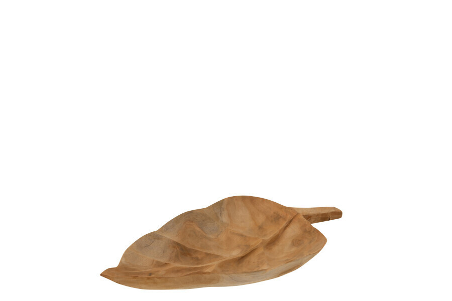 Schaal Blad Teak Hout Naturel Small H 5 x B 15 x L 39,5 cm  (11294)