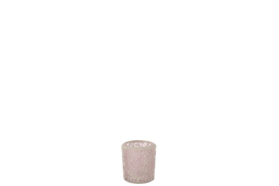 Theelichthouder Mozaiek Recht Glas Roze H 6 x B 5,5 x L 5,5 cm (3 stuks)  (13875)