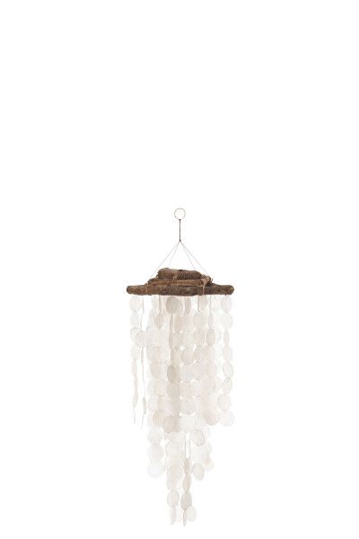Windgong Ronde Schelpen Wit H 62 X B 17 x L 17 cm (21014)