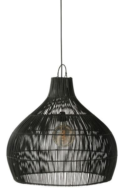 Lampkap Peervorm Rotan Zwart H 75,5 x B 83 x L 83 cm (21171)