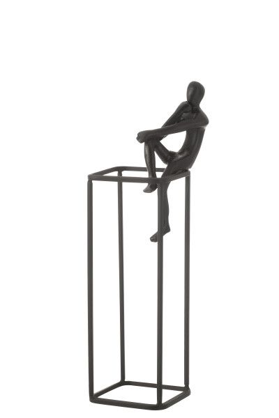 Figuur Rust Op Kubus Aluminium Zwart H 41 x B 11 x L 11 cm  (23566)