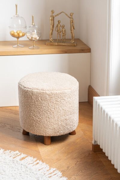 Poef Schaap Poot Polyester Beige H 41,5 x B 42,5 x L 42,5 cm (28050)