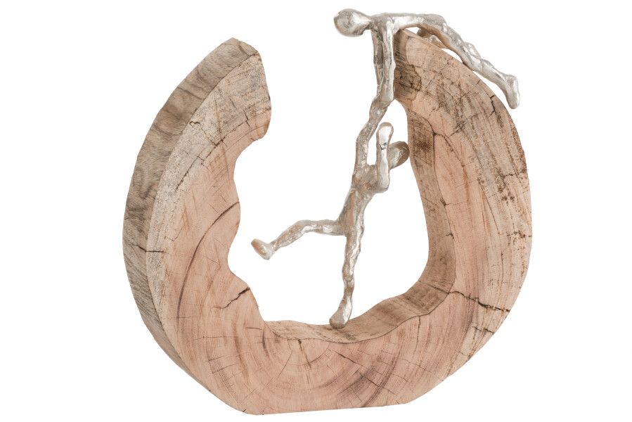 Figuur Koppel Klimmen Hout/Aluminium Naturel/Zilver H 30 x B 6,5 x L 29 cm
(85143)