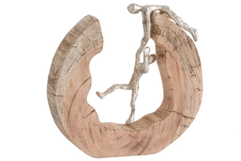 Figuur Koppel Klimmen Hout/Aluminium Naturel/Zilver H 30 x B 6,5 x L 29 cm
(85143)