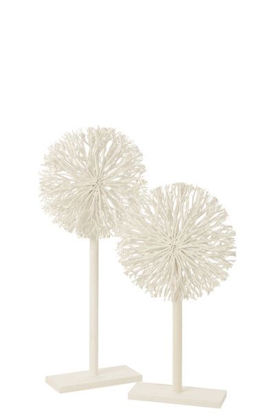Set Van 2 Decoratie Op Voet Theeboomhout Wit H 120 x B 16 x L 50 cm (45014)