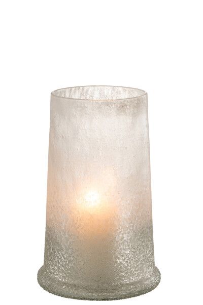 Windlicht Suiker Glas Wit Large H 28 x B 17,5 x L 17,5 cm  (45057)
