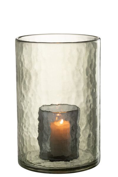 Windlicht Dubbel Glas Groen Large H 30,5 x B 20,56 x L 20,56 cm  (45054)