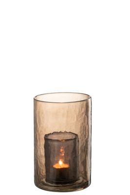 Theelichthouder Dubbel Glas Oker Small H 20,5 x B 12,5 x  L 12,5 cm (45051)