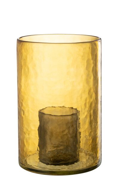 Windlicht Dubbel Glas Geel Large H 30,5 x B 20,5 x L 20,5 cm (45050)