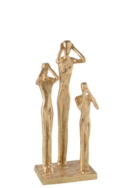 Figuren Zien/Horen/Zwijgen Resine Goud H 42 x B 14,5 x L 18,5 cm
 (45063)