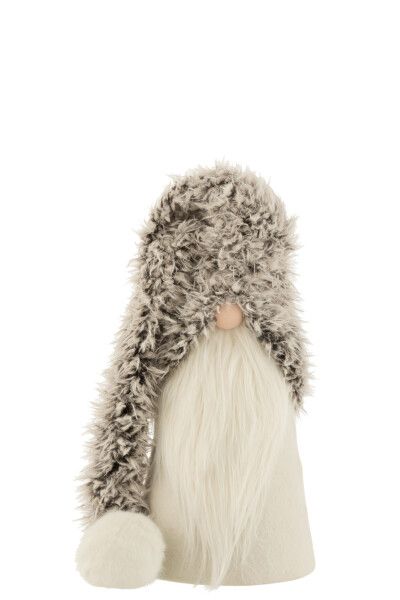 Kerstman Winter Poly/Textiel Grijs Small H 42 x B 22 x L 22 cm.   (16930)