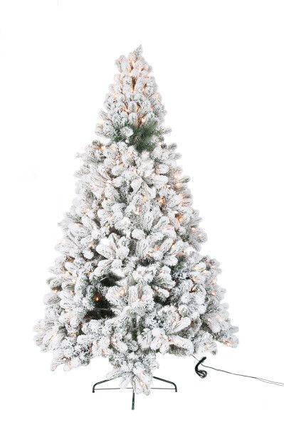 Kerstboom+Led Lichtjes Besneeuwd Plastiek Groen/Wit H 185 x B 90 x L 90 cm  (19195)