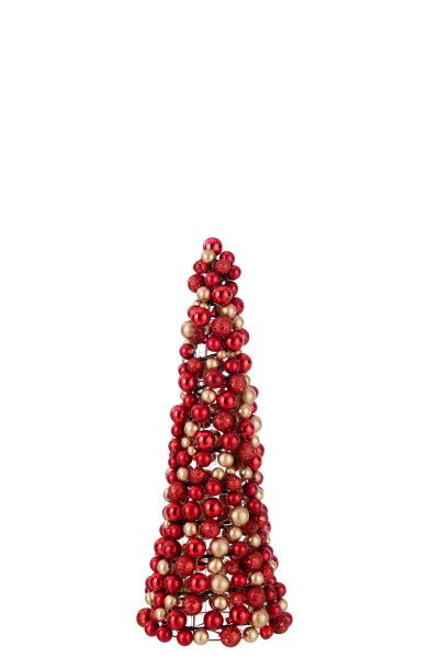 Kegel Deco Balletjes Plastiek Rood/Goud Small H 45 x B 20 x L 20 cm (36914)