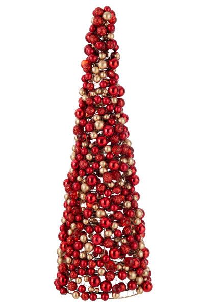 Kegel Deco Balletjes Plastiek Rood/Goud Large H 70 x B 25 x L 25 cm (36915)