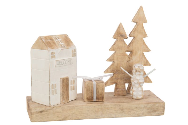 Decoratie Huis Cadeau Boom Hout Wit H 30 x B 12 x L 40 cm (37883)