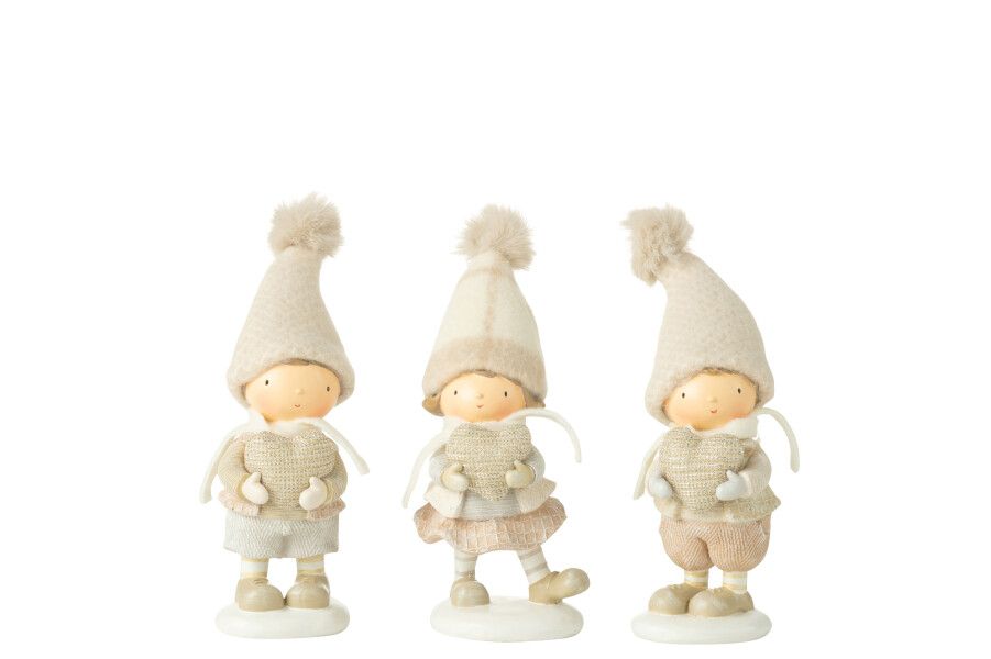 Jongen + Meisje Winter Hart Assortiment Van 3 H 19 x B 6 x L 6,5 cm (45090)