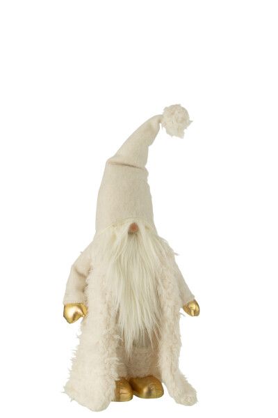 Kabouter Lang Jas Textiel Creme/Goud Small H 66 x B 16 x L 26 cm  (45563)
