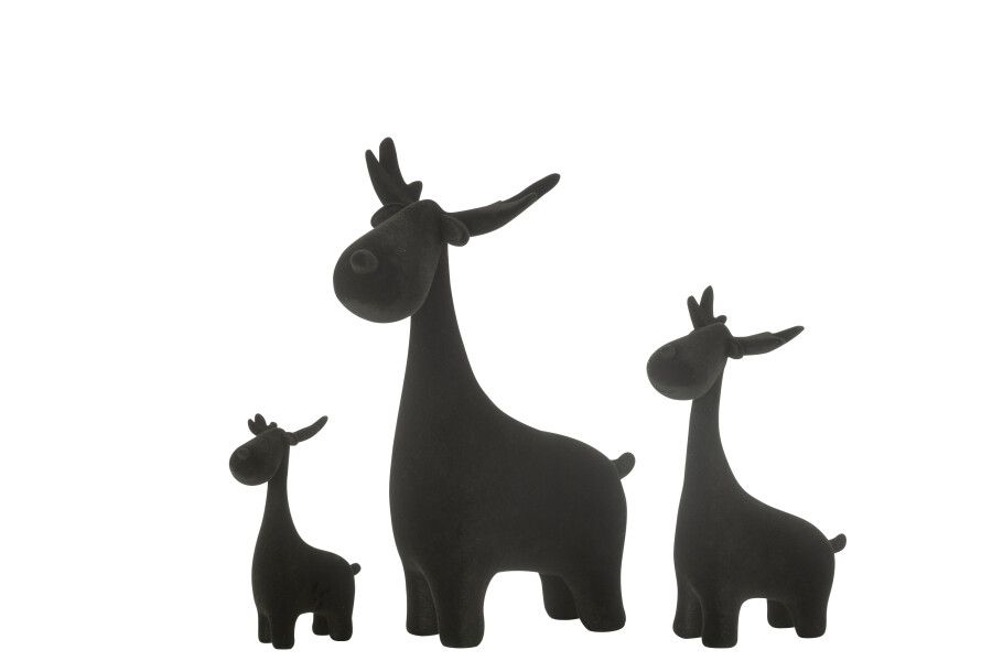 Set Van 3 Hert Velours Resin Zwart (45606)